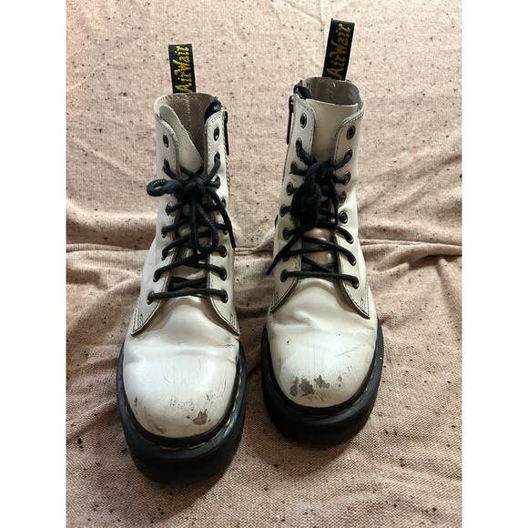 Dr Doc Martens Jadon 5 Women's White Platform Combat Boots Punk Goth Y2K Grunge - Picture 1 of 8